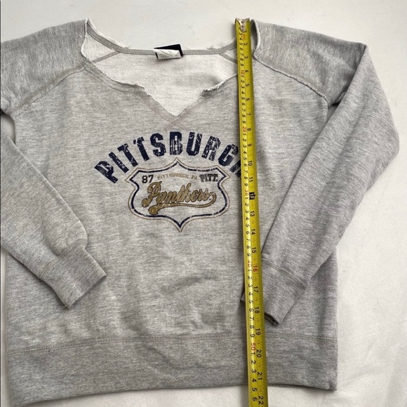 Pitt Panthers gray/navy raw edge neck sweatshirt - Picture 3 of 4